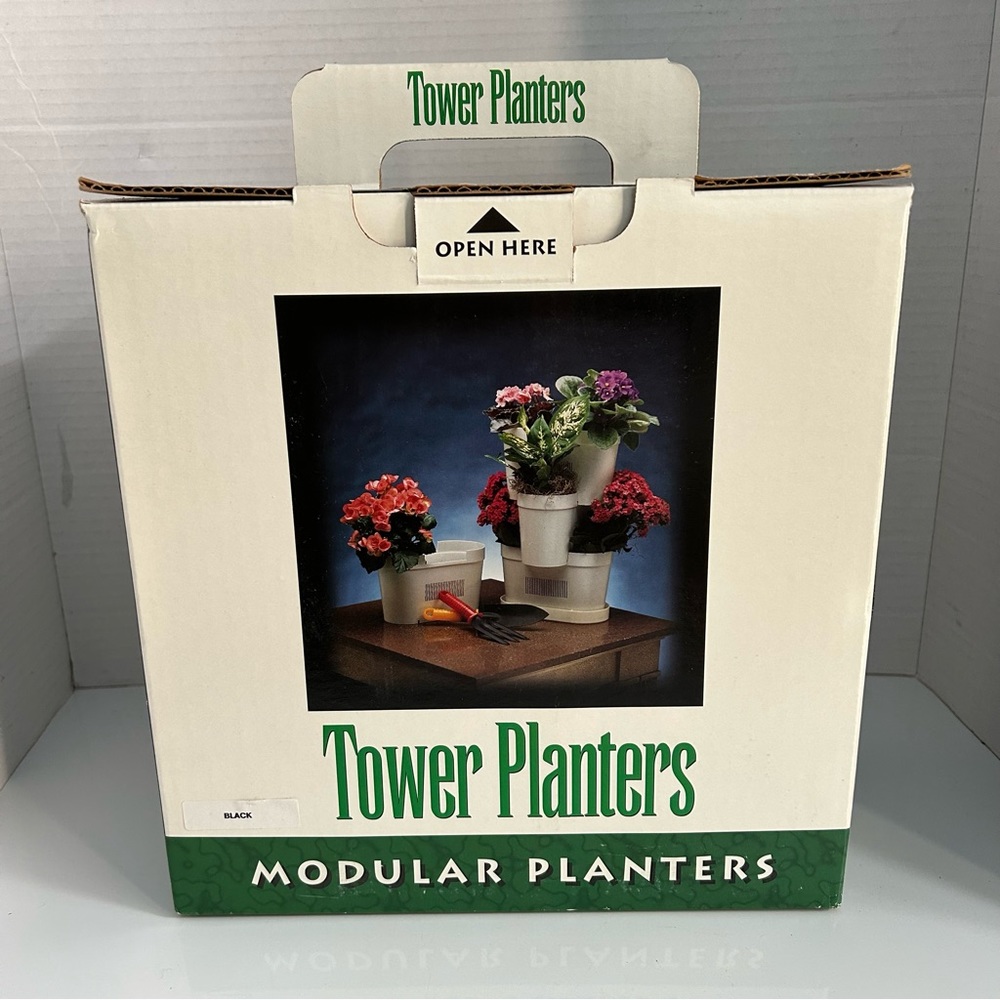 Tower Planter Modular Planters (4 planters + 1 drip tray) - BLACK